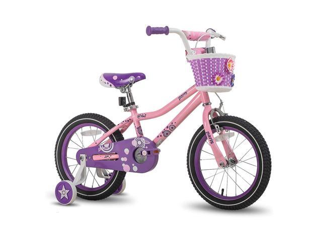 JOYSTAR Paris Girl's Bike for Ages 5-9 Years Old, Children Bike with Training Wheels for 18' Kid's Bike, Kickstand for 18' Kids Bicycle(PURPLE & PINK)