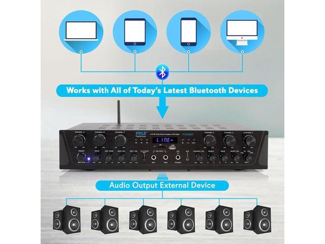 Pyle 600 Watt 6 Channel Bluetooth Amplifier Stereo Receiver w/ Remote Control PTA66BT - image 3