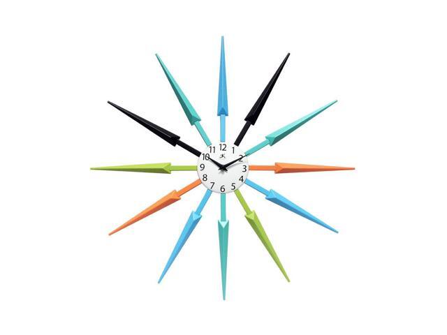 Infinity Instruments 15555MC Mid Century Modern 24 Inch Wall Clock, Multicolor