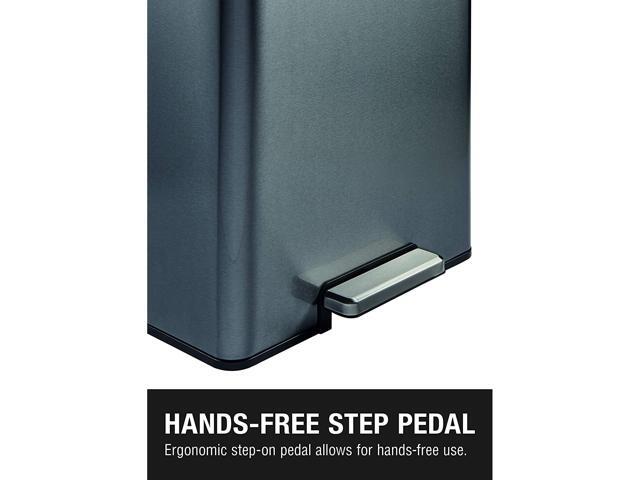 Rubbermaid 2112520 Elite Step-On Trash Can -12 gallon - Metal, Charcoal Stainless Steel/Black