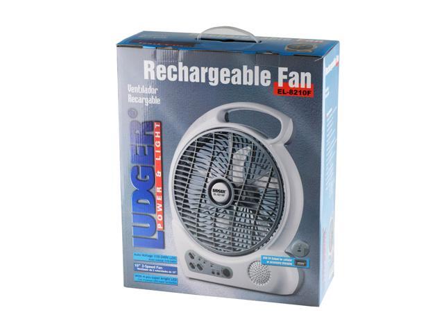 Ludger Power & Light EL-8210F Portable 10 Inch Rechargeable Fan with LED Lights
