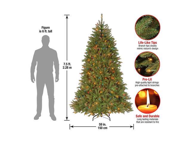 National Tree Company 7.5 Foot Pre-Lit Dunhill Fir Tree - 9' x 59' x 90' - Green Tree, Green Tree Stand