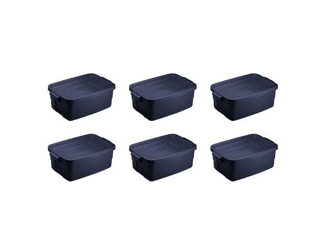Rubbermaid RMRT030003 Roughneck Storage Box, 10 5/8w x 15.687d x 7h, Dark Indigo Metallic