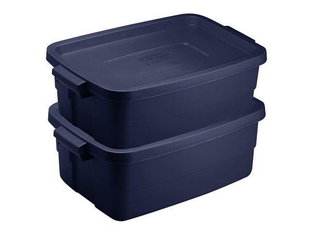 Rubbermaid RMRT030003 Roughneck Storage Box, 10 5/8w x 15.687d x 7h, Dark Indigo Metallic