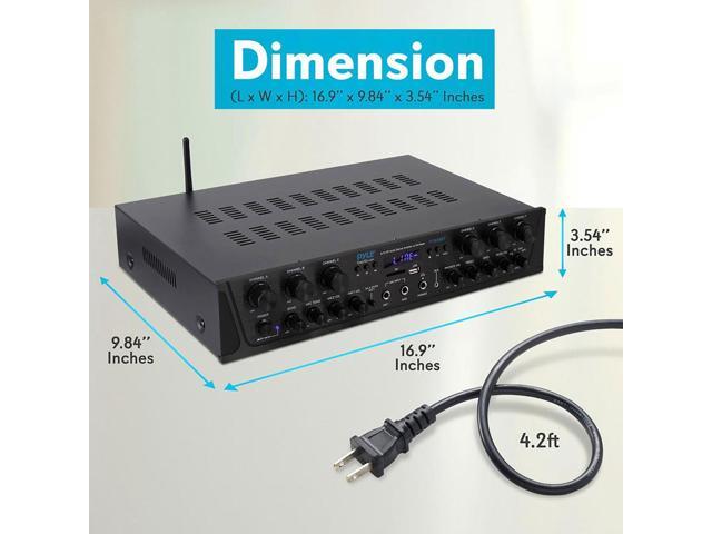 Pyle 600 Watt 6 Channel Bluetooth Amplifier Stereo Receiver w/ Remote Control PTA66BT - image 2
