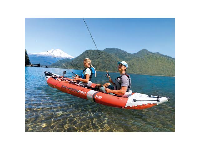 Intex Excursion Pro Inflatable 2 Person Vinyl Kayak with 2 Oars and Pump, Red