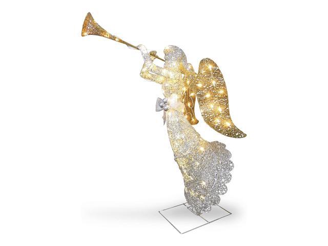 National Tree Company DF070005U 48' Silver Angel Decor, AC Powered - Cool White LED Lights - 24' x 30 'x 48' - Silver