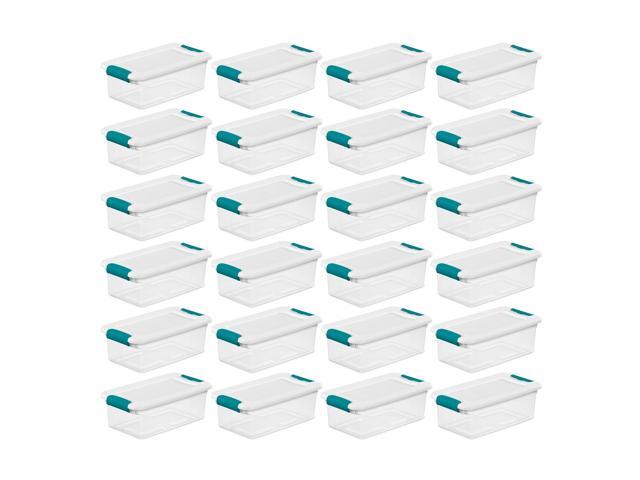 Sterilite 6-Quart Clear Stackable Latching Storage Box Container, 24 Pack 1492