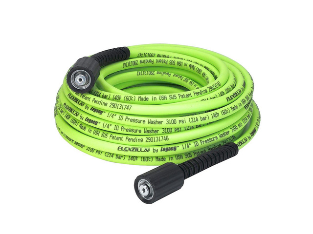 Flexzilla 1/4' x 50' 3100 PSI M22 Fittings No Kink Flexible Pressure Washer Hose
