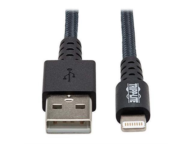 Tripp Lite M100-003-GY-MAX Heavy-Duty USB Sync / Charge Cable with Lightning Connector - M/M, USB 2.0, UHMWPE and Aramid Fibers, Gray, 3 ft. (0.9 m)