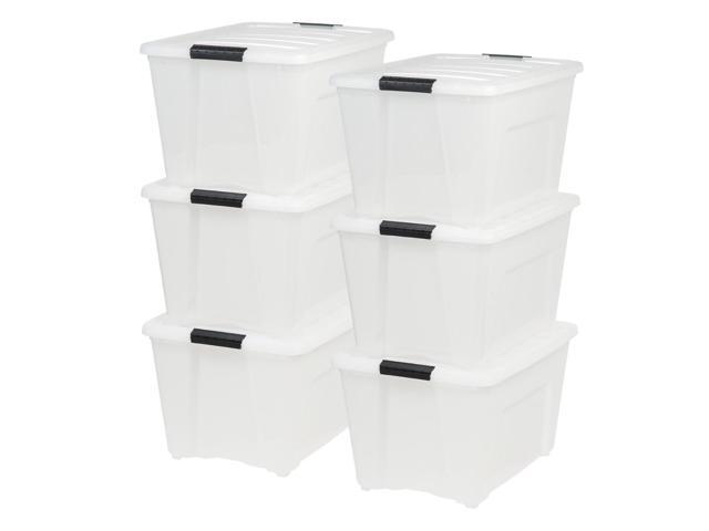 IRIS USA 54 Qt Stackable Plastic Storage Bins with Lids, 6 Pack - BPA-Free, Made in USA - Discreet Organizing Solution, Latches, Durable Nestable...