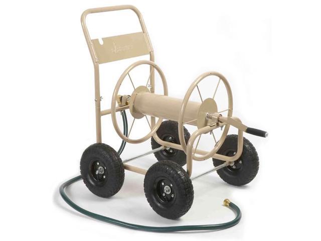 Liberty Garden 870 Four Wheel Industrial Hose Cart - 4 Casters - 8' Caster Size - Steel Frame - Tan