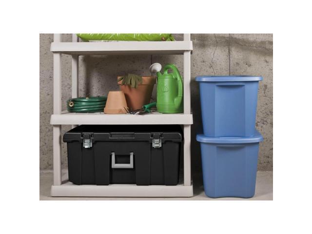 Sterilite 16 Gallon Lockable Footlocker Toolbox with Wheels, Black 18429001