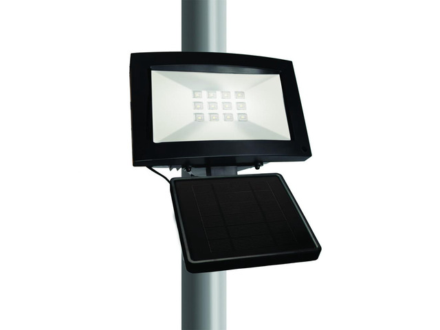 Maxsa Innovations 80 Lumen Dust to Dawn Solar Powered Outdoor Flood Light, Black