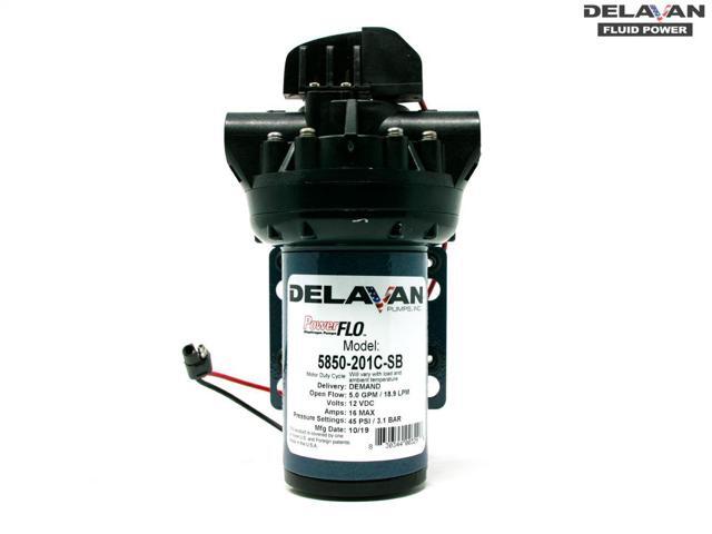 Delavan 5850-201C-SB 5800 12 Volt 45 PSI 5.4 GPM On Demand Bypass Diaphragm Pump