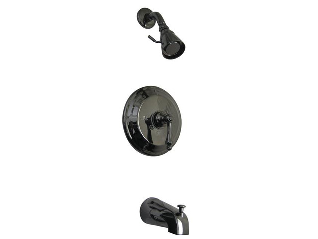 Kingston Brass NB3630AL Water Onyx Pressure Balanced Tub & Shower Faucet with Me