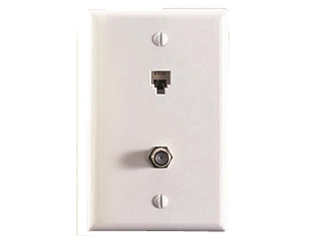 Leviton 40259-I Ivory Combination Telephone Jack and F-Connector Wall Plate (Pack of 10)