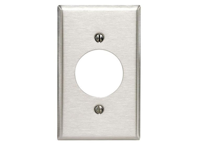 84028 1-Gang Flush Mount 2.15' Diameter, Device Rcptcl Wlplt, Stainless Steel