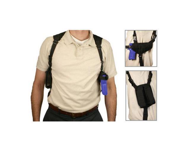 VISM Ambidextrous Black Shoulder Holster/Double Magazine Holder