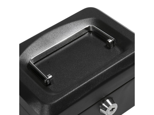 6 Inch Black Cash Box with Key Lock