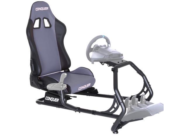 Conquer Racing Simulator Cockpit Driving Seat with Gear Shifter Mount Reclinable Gaming Chair