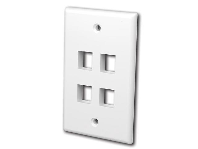 Vanco International 820104 Multi-Media Keystone Wallplate, with 4 Ports - White