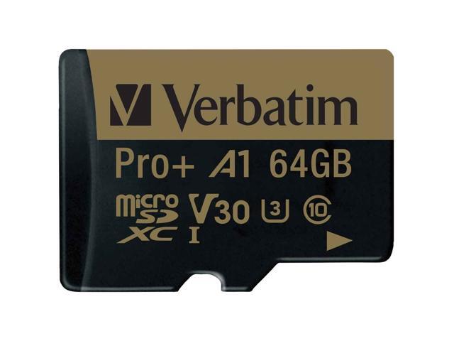 Verbatim Pro Plus 666X 64GB micro SDXC USH-I V30 U3 A1 Class 10 Memory Card with Adapter