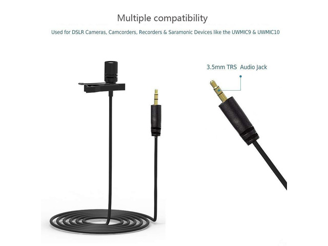 Saramonic SR-XMS2 Broadcast-Quality X/Y Stereo Lavalier Omnidirectional Microphone with 3.5mm TRS Connector for DSLR Cameras, Camcorders, Recorders...