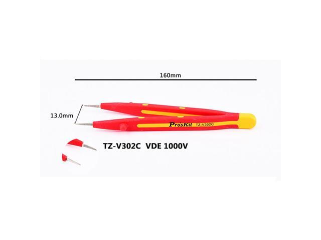 Pro'sKit TZ-V302C Precision Anti Static Tweezers Stainless Steel Tweezers For BGA Work High Temperature Insulation Repair Tool