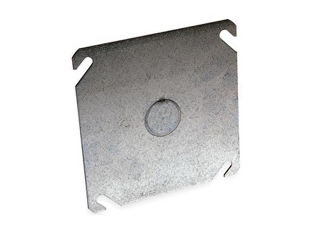 RACO 753 Box Cover, Square Box Type, 2 Gang, Galvanized Zinc, KO Centered Cover