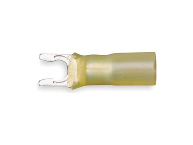 3M MH10-8FLX Fork Terminal, #8 Stud Size, 10 AWG, 600 V, Heat Shrink Insulated,