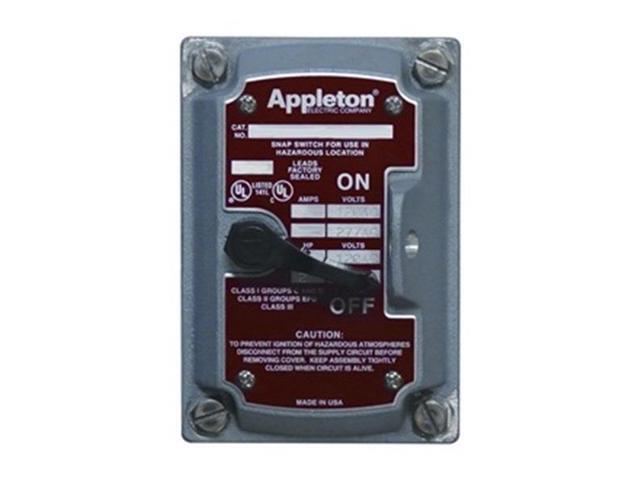 Appleton Electric Cover/Chamber/Switch ,1-Pole,1Gang,20A EDSF21Q