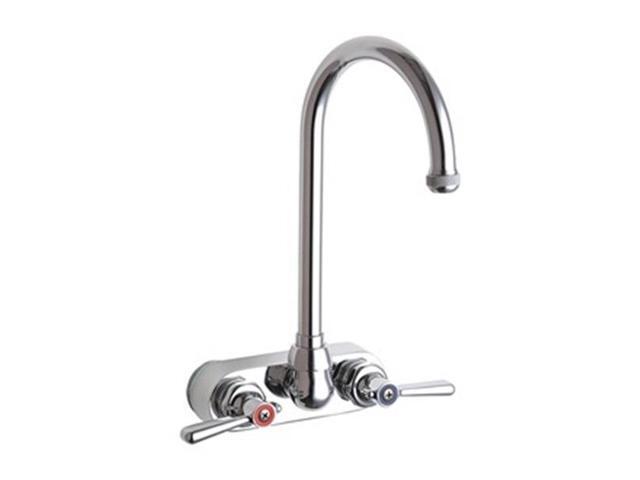 CHICAGO FAUCET 521-GN2AE1ABCP Gooseneck Kitchen Faucet, Manual, 4' Mount, 2