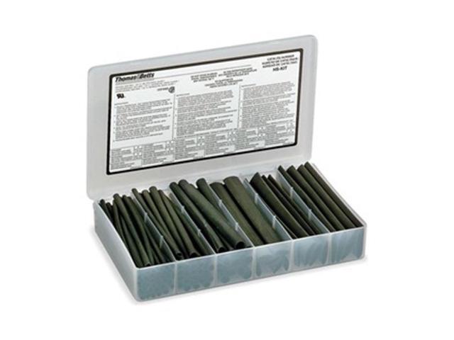 SHRINK-KON HSKIT Heat Shrink Tube Kit, Thin Wall, 2:1 I. D. Shrink Ratio, Black,