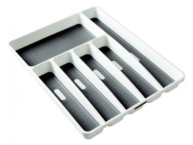 Madesmart Classic Large Silverware Tray with 6 Compartment, White