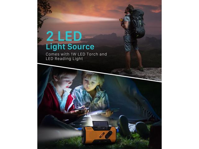 FosPower Emergency Solar Crank Portable Radio, NOAA Weather Radio for Household and Outdoor Emergency with AM/FM, LED Flashlight, Reading Lamp,...