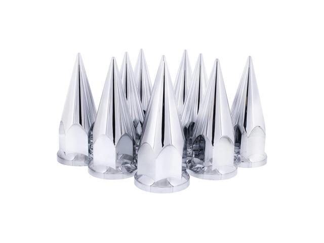 United Pacific 10570 33mm x 4 7/8 Chrome Plastic Super Spike Push-On Nut Covers, 33mm Push-on Lug Nut Fitting, Truck Accessories - Pack of 10