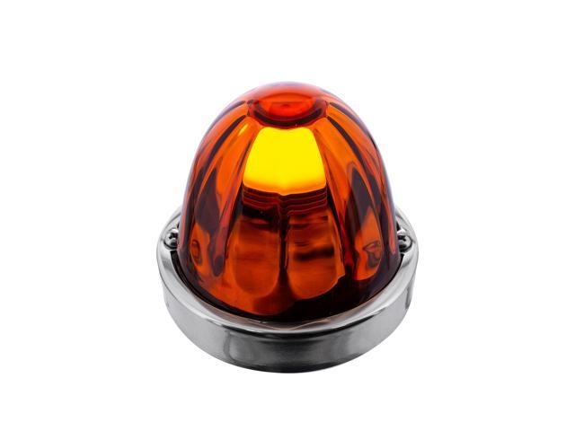 United Pacific 20479 Dual Function Glass Watermelon Marker Light Flush Mount Kit w/LED Bulb, Easy Wiring Dark Amber Lens/Amber Bulb ONE Unit