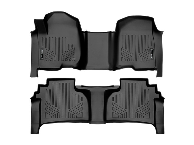 SMARTLINER Custom Fit 2 Row Floor Liners Compatible With 2019+ Chevrolet Silverado 1500/2500/3500 Double Cab with 1st Row Bench Seat & Over the...