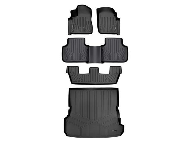 SMARTLINER Custom Fit All Weather Protection Black 3 Row Floor Liners & Cargo Liner behind the 2nd Row Seats Compatible With 2017-2025 Audi Q7/SQ7...