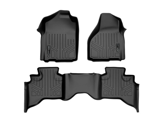 SMARTLINER Custom Fit Floor Mats 2 Row Liner Set Black Compatible With 2009-2012 Dodge Ram 1500 Quad Cab (2 Smaller Rear Doors)
