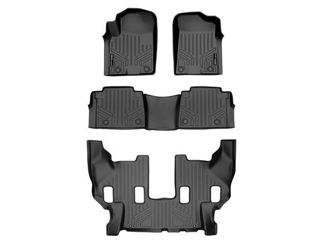 SMARTLINER Custom Fit All Weather Protection Black 3 Row Floor Liners Compatible With 2019-2024 Infiniti QX80 (Only Fits 7 Passenger Models)