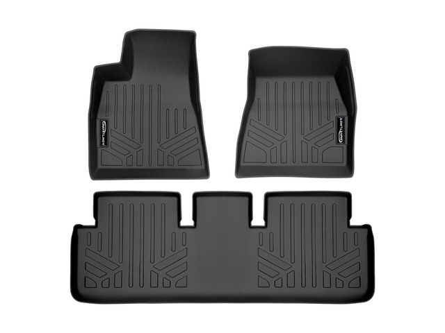 SMARTLINER All Weather Custom Fit Floor Mats Set Black Compatible With 2017-2021 Tesla Model 3