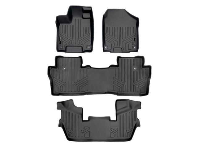 SMARTLINER Custom Fit Floor Mats 3 Row Liner Set Black Compatible With 2016-2022 Honda Pilot 7 Passenger Model