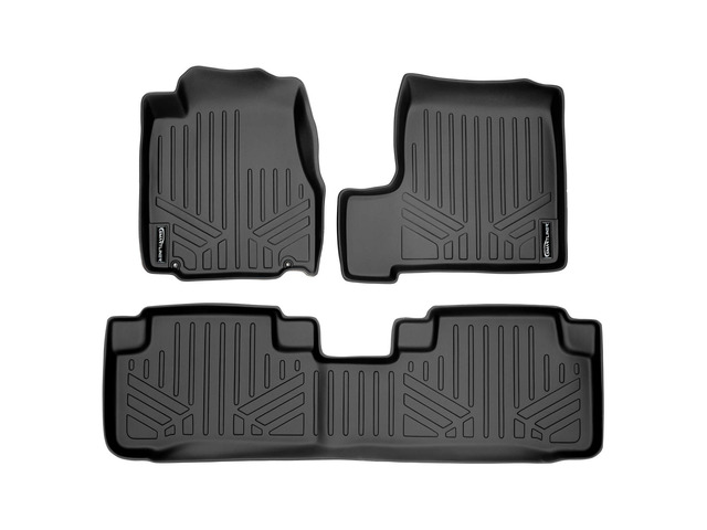 SMARTLINER Custom Fit All Weather Protection Black 2 Row Floor Liners Compatible With 2007-2011 Honda CR-V (Fits all Models)