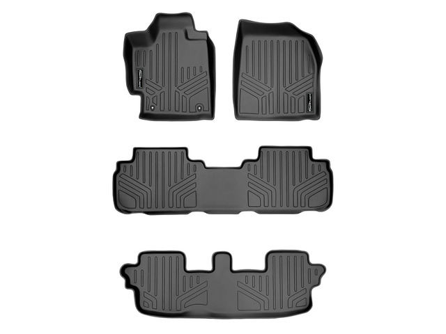 SMARTLINER Custom Fit Floor Mats 3 Row Liner Set Black Compatible With 2008-2013 Toyota Highlander Non Hybrid