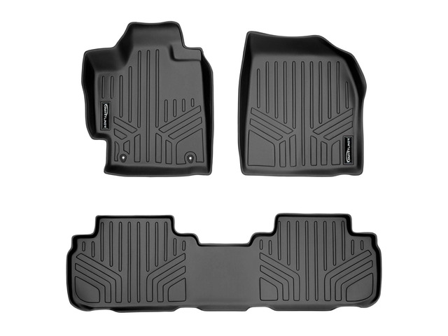 SMARTLINER Custom Fit Floor Mats 2 Row Liner Set Black Compatible With 2008-2013 Toyota Highlander Non Hybrid