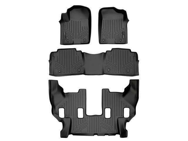 SMARTLINER Custom Fit Floor Mats 3 Row Liner Set Black Compatible With 2017-2018 Armada / 2011-2013 Infiniti QX56 / 2014-2018 QX80