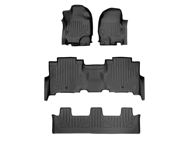 SMARTLINER Floor Mats 3 Row Liner Set Black Compatible With 2018-2022 Expedition / Navigator with 2nd Row Bench Seat (Incl. Max and L)