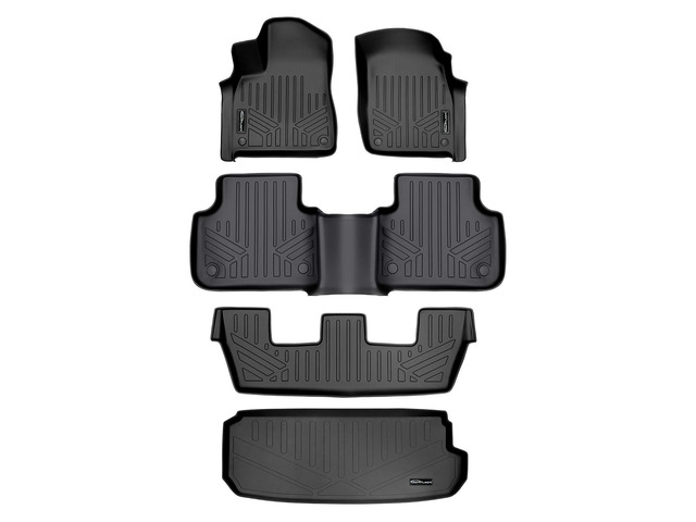 SMARTLINER Custom Fit All Weather Protection Black 3 Row Floor Liners & Cargo Liner behind the 3rd Row Seats Compatible With 2017-2025 Audi Q7/SQ7...